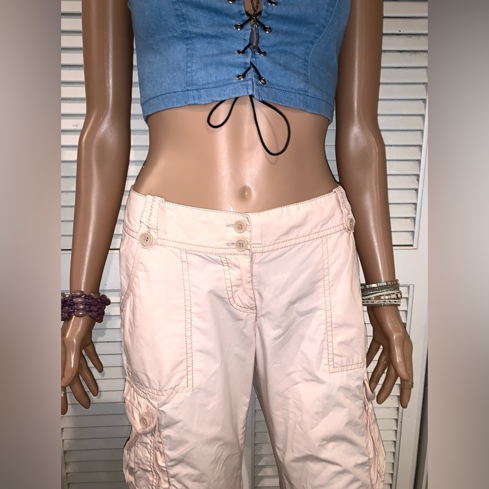 Vintage Y2K Powder Pink capri Cargo Pants by The Limited women’s size 2 - Picture 3 of 7